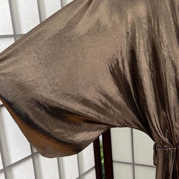 Zara Metallic Bronze Wrap Dress - Picture 7 of 9